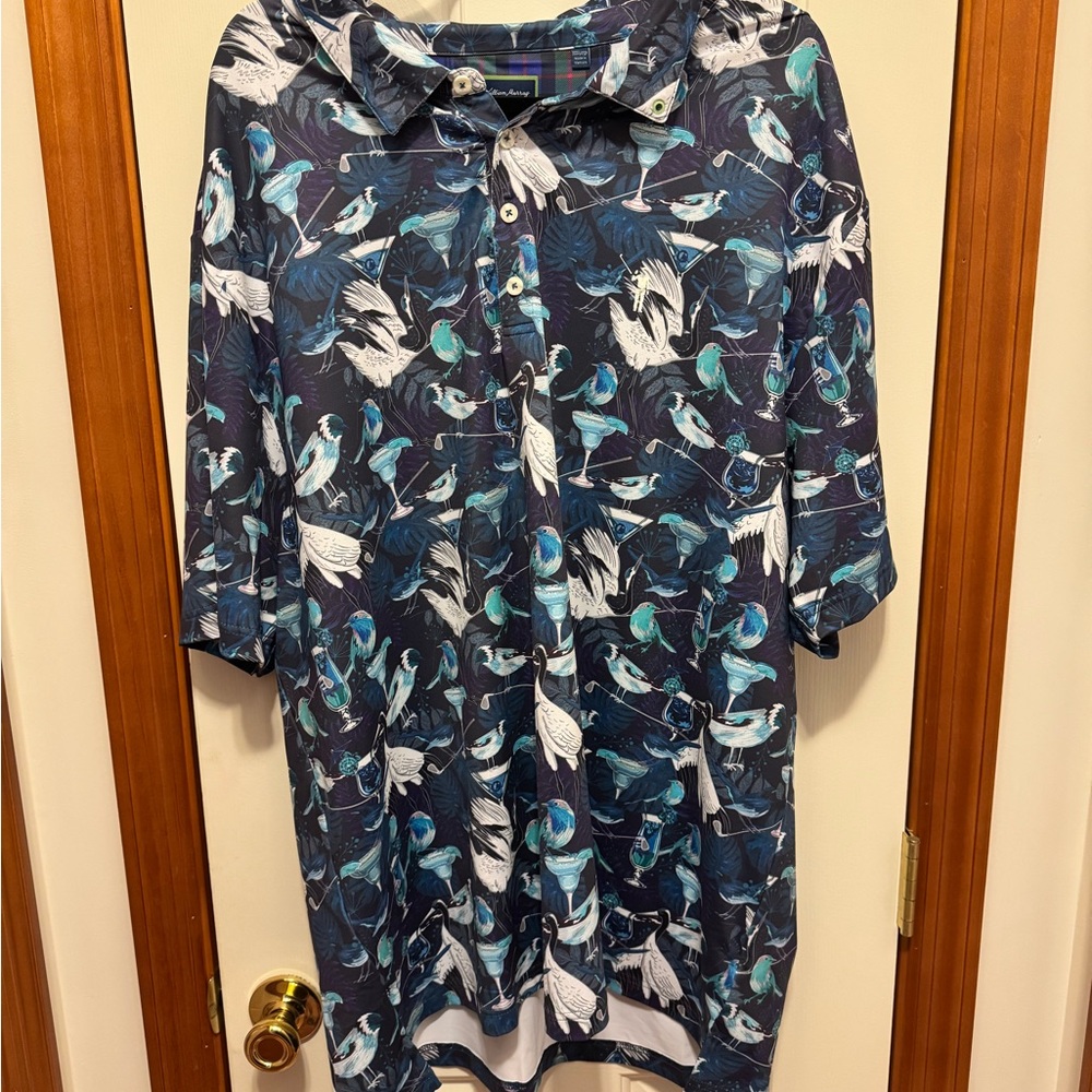 William Murray Gold Polo Bird and Cocktail Print NEW